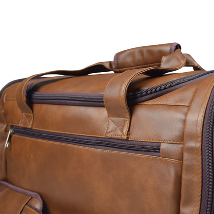 Leather Duffle Bag With Shoe Compartment - Brown