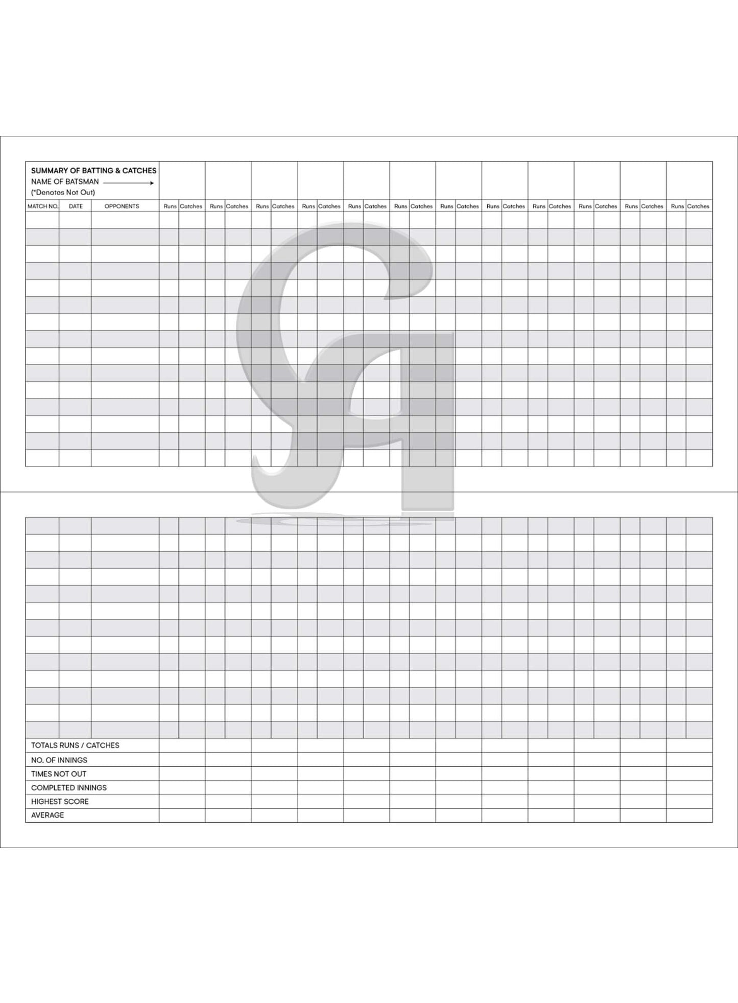 Score Book - 60 Innings