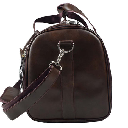 Leather Duffle Bag With Shoe Compartment - Dark Brown
