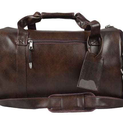 Leather Duffle Bag With Shoe Compartment - Dark Brown