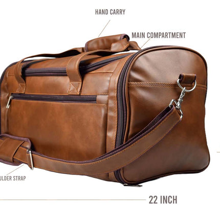 Leather Duffle Bag With Shoe Compartment - Brown