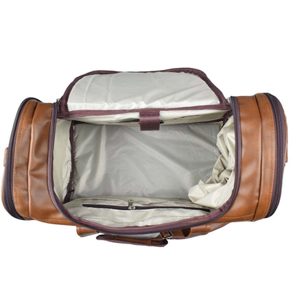 Leather Duffle Bag With Shoe Compartment - Brown