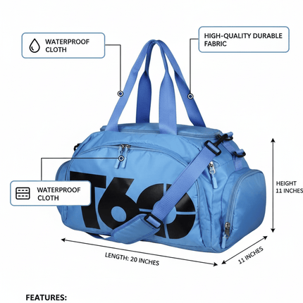 T60 Backpack 2 in 1 with Shoe Compartment - Blue